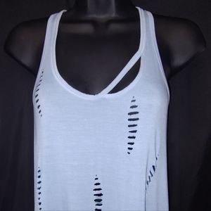 Baby blue Express distressed tank top